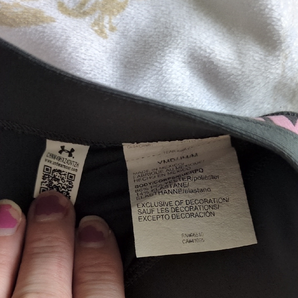 Girls Under Armour Gray and Pink Leggings Athletic Fit - Picture 5 of 7